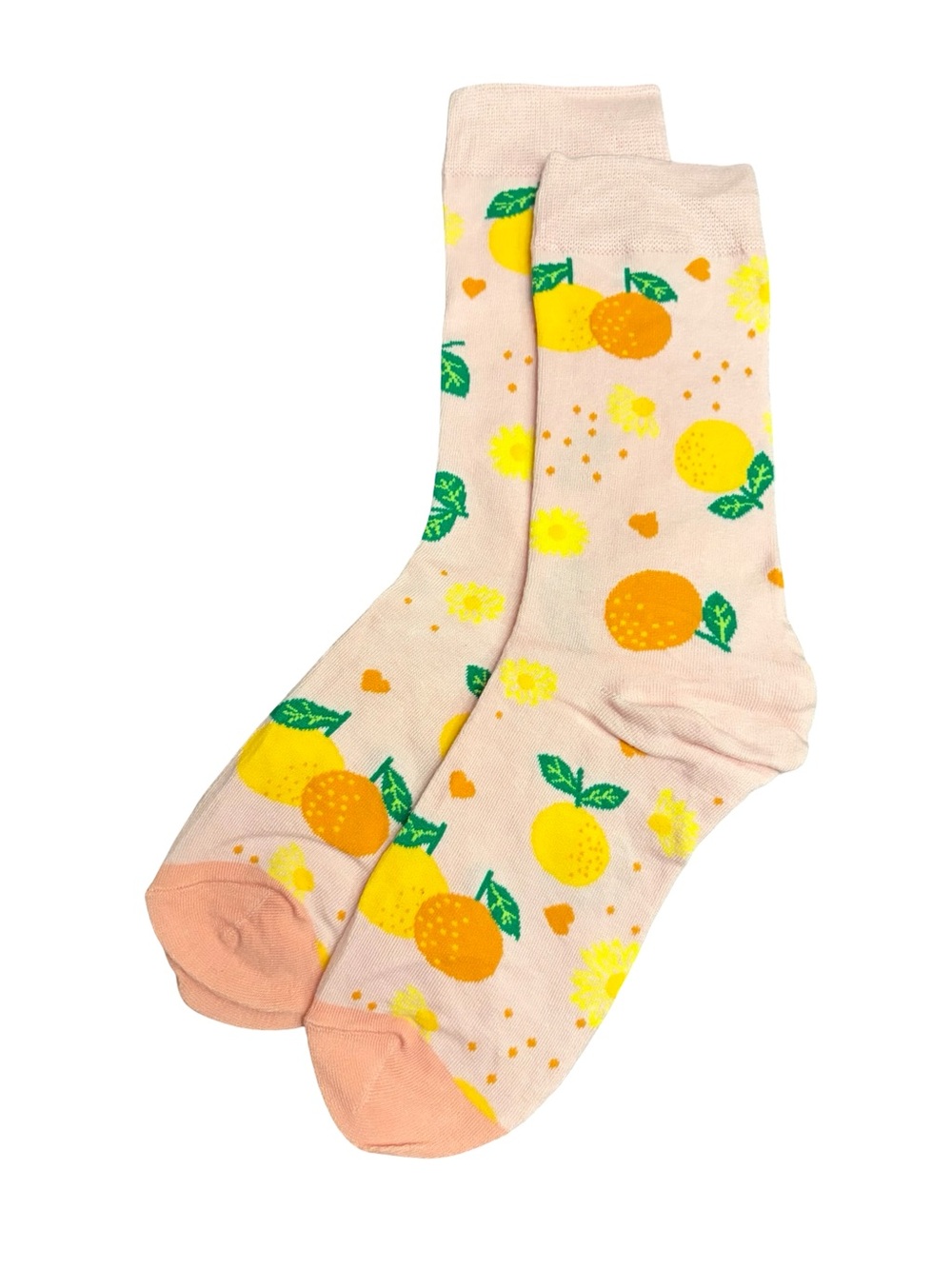 Orange Lemon Novelty Crew Socks Cream Citrus Fruit One Size Colorful Socks Party